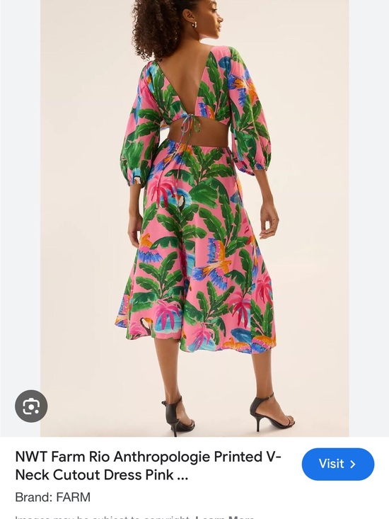 FARM Rio Dresses & Skirts - FARM Rio Pink Tropical Cutout Midi Dress with Green Leaf Motif NWT